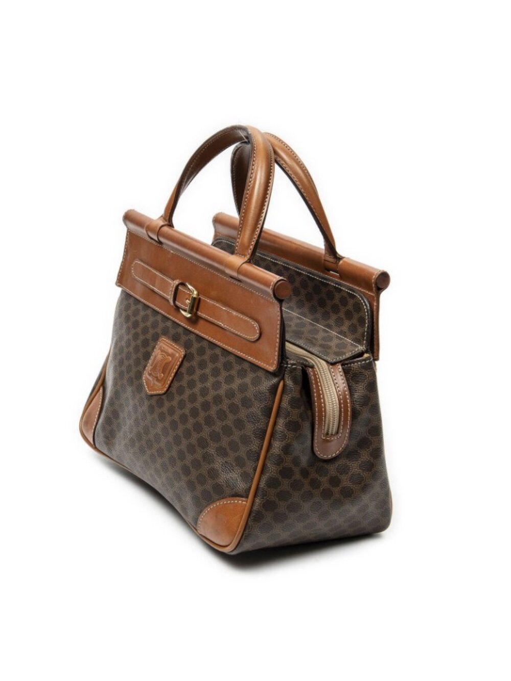 Celine Frame Buckle Tote Brown Macadam Canvas - Picture 2 of 10